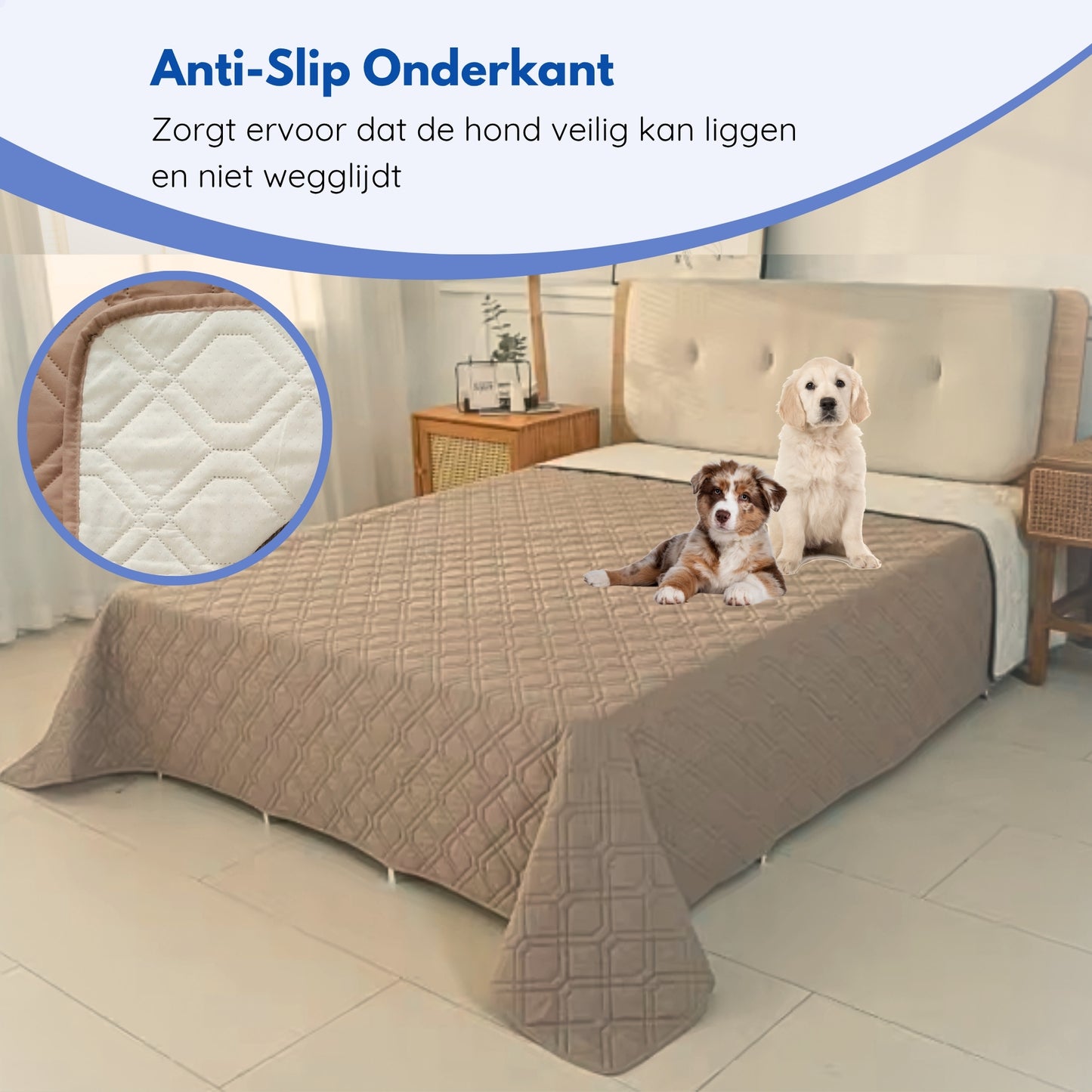 Hondendeken wasbaar voor hondenmand bank auto bed | Beige
