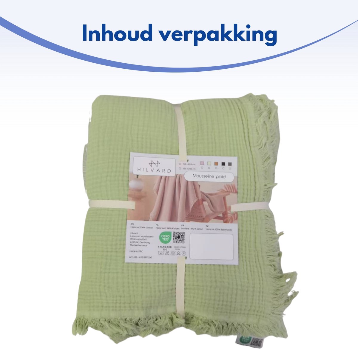 Mousseline deken | Lichtgroen | 150x200 cm