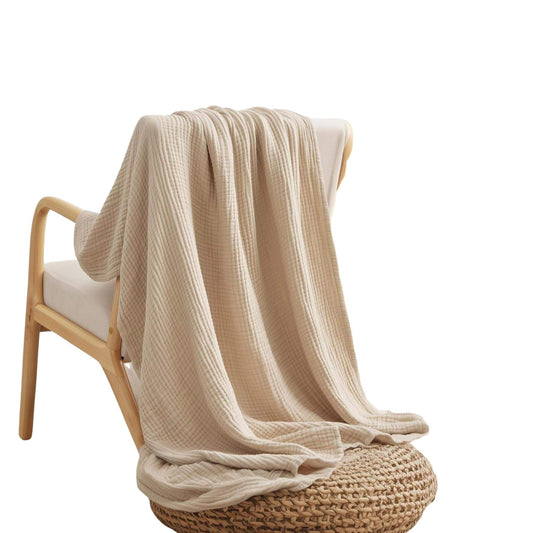 Plaid-Dekentje-Katoen-Beige