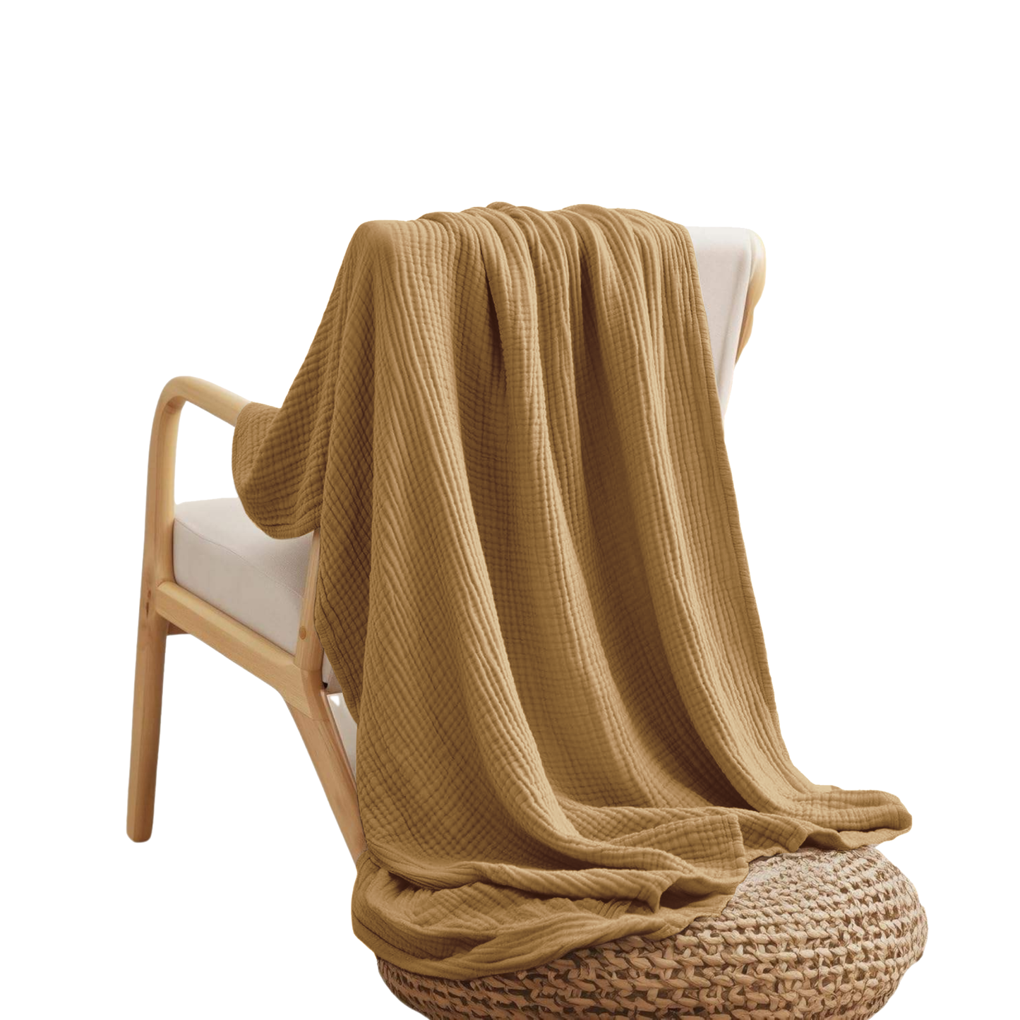 Plaid-Dekentje-Katoen-Zand