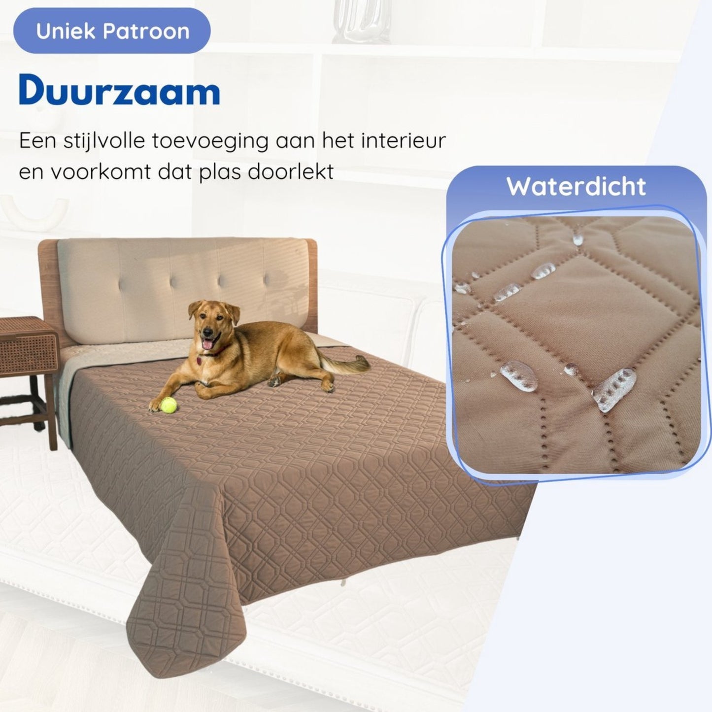 Hondendeken wasbaar voor hondenmand bank auto bed | Beige