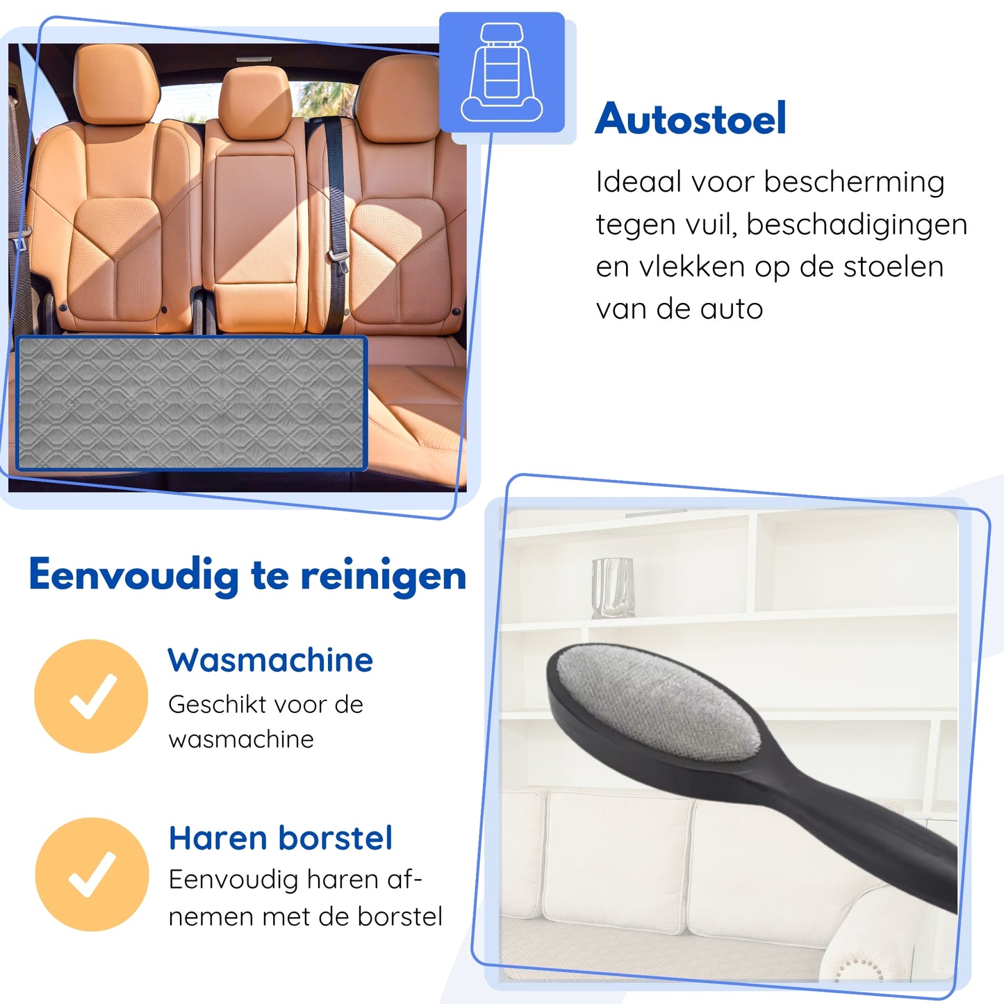 Hondendeken wasbaar voor hondenmand bank auto bed | Grijs