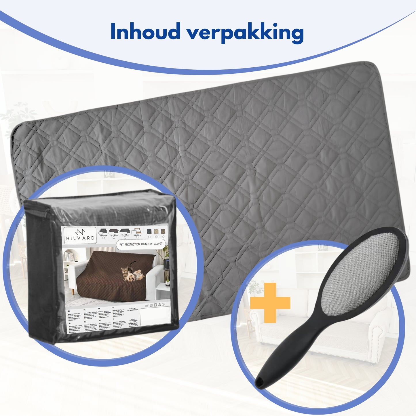 Hondendeken wasbaar voor hondenmand bank auto bed | Grijs
