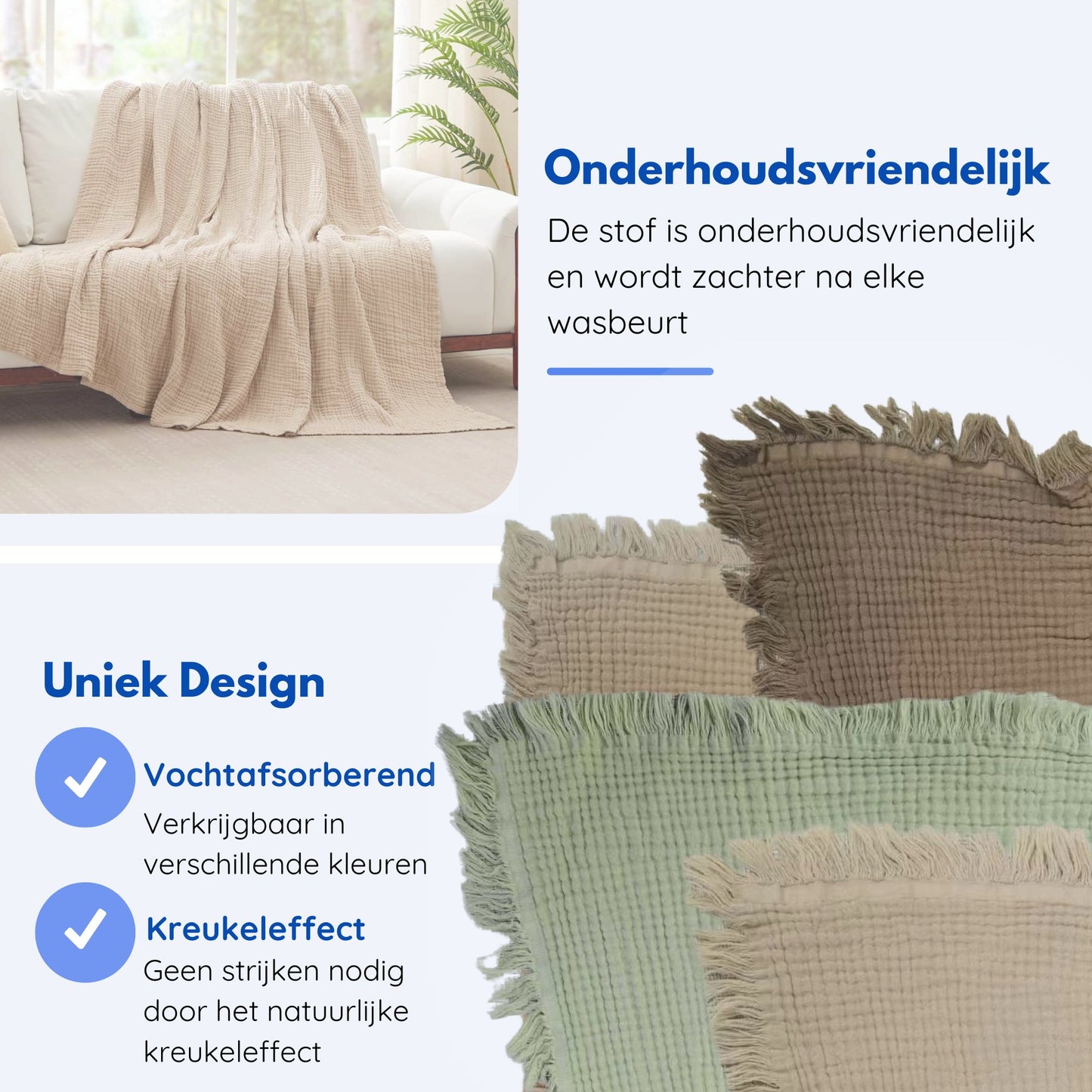 Mousseline deken | Beige | 150x200 cm